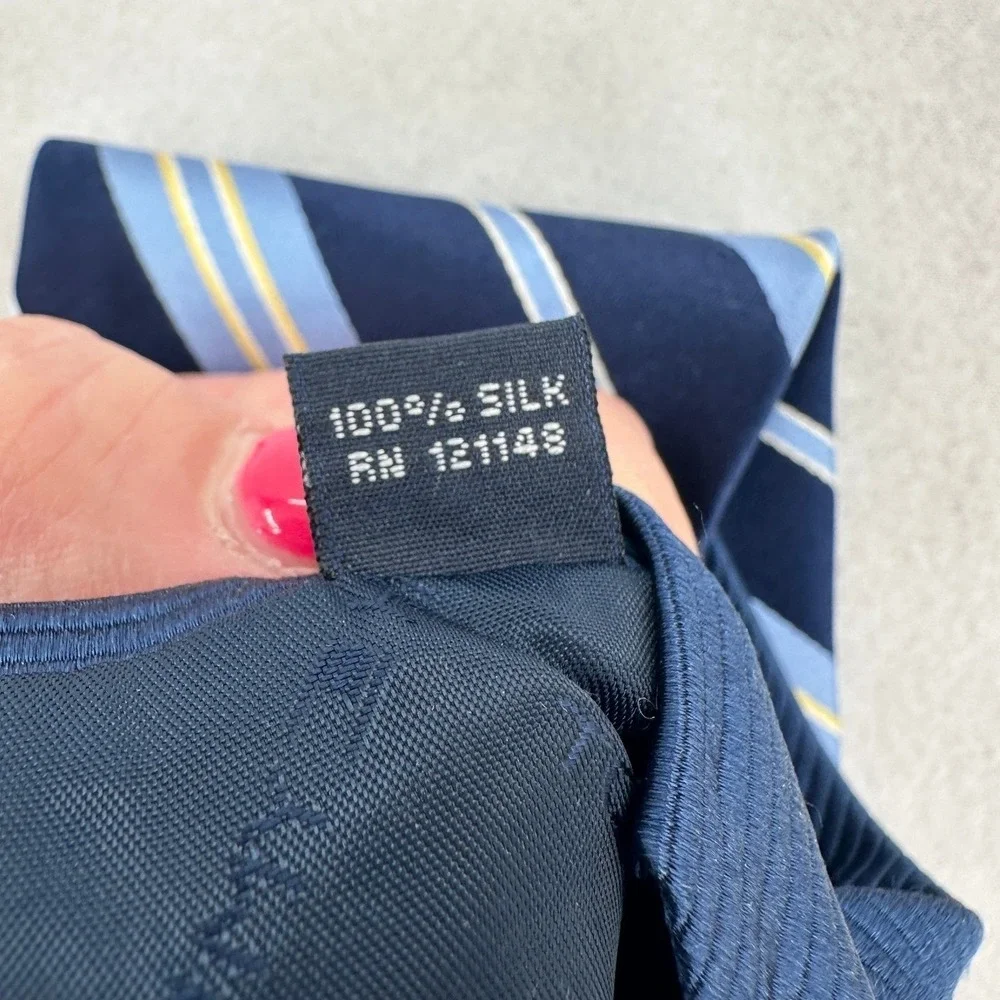 Tommy Hilfiger Men Necktie Blue Stripe 100% Silk Classic Business Tie Suit